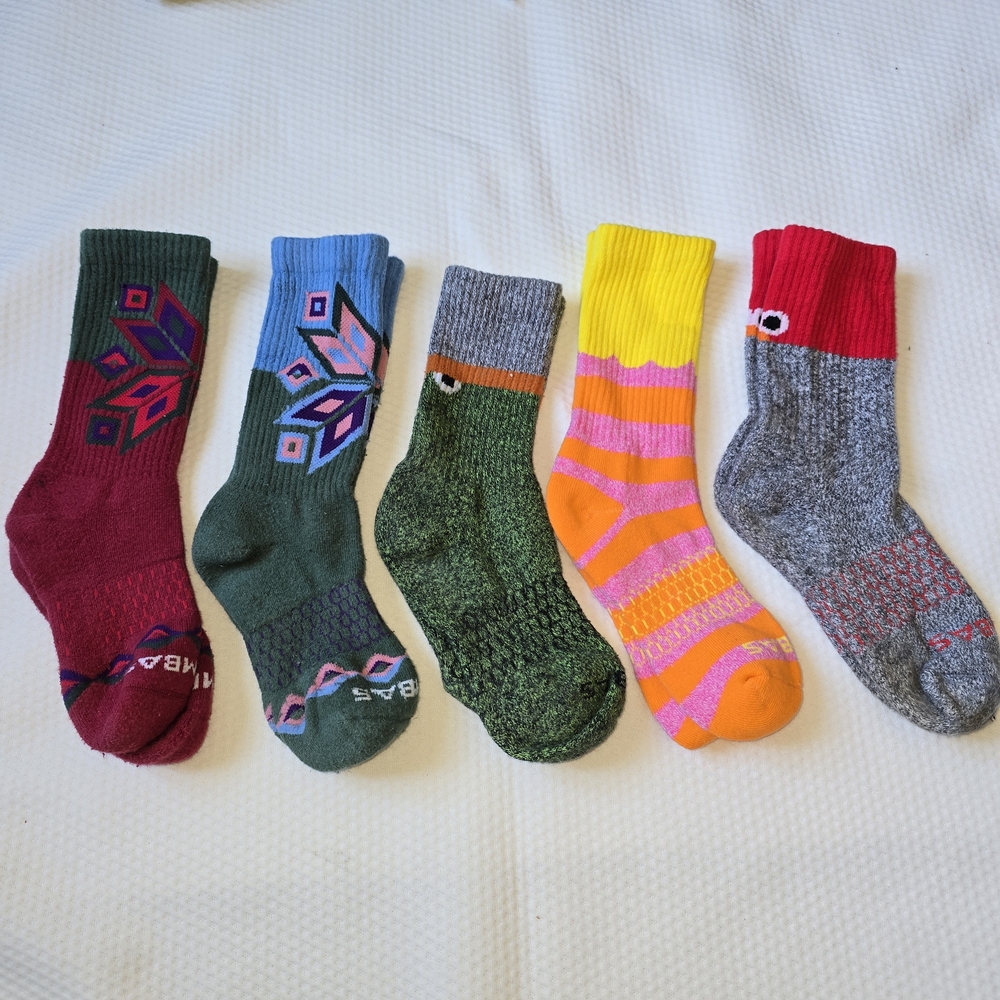 Bombas Women's Mixed Color Crew Socks - Maroon, Green, Blue, Yellow, Pink, Gray